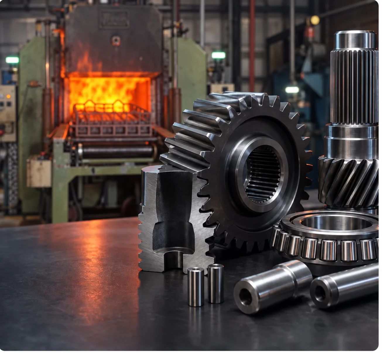 Heat-treated steel gears and shafts with the HTC Ipsen furnace